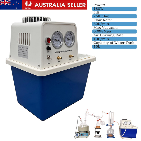 Water Circulating Vacuum Pump with 15L Water Tank Flow Rate 60L/m Lab Chemistry