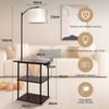 Standing End Side Table Floor Lamp 3-Tier Storage Shelves with Charging Station