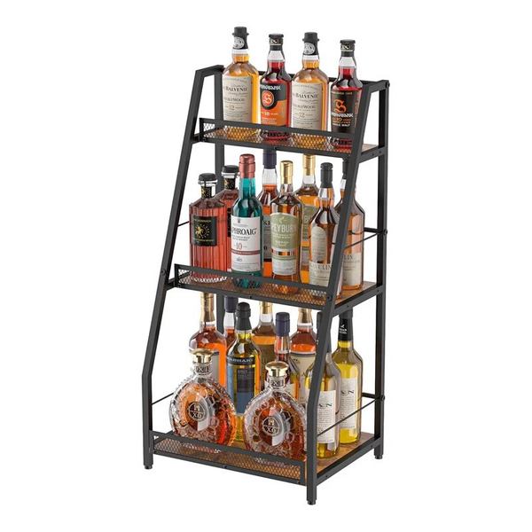 3-Tier Metal Wine Rack with LED Light Wine Bottle Shelf For Home Bar Display AU