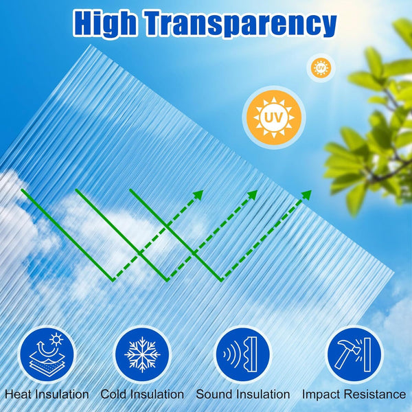 Polycarbonate Greenhouse Panels Water & Impact Resistance Roofing For Garden