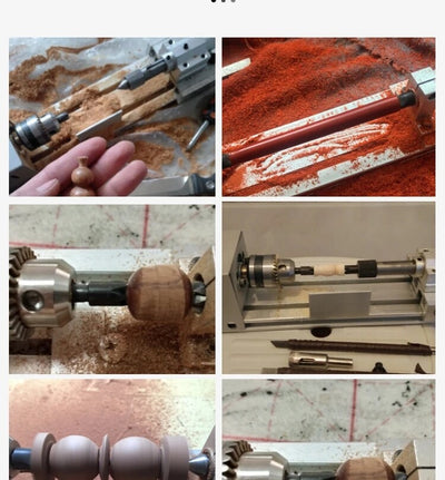 Mini Lathe Beads Machine Woodwork DIY Lathe Polishing Drill Set 6 Carving Blade