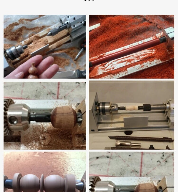 Mini Lathe Beads Machine Woodwork DIY Lathe Polishing Drill Set 6 Carving Blade