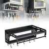 Microwave Oven Shelf Rack Wall Mount Oven Bracket Kitchen Organiser with Hooks