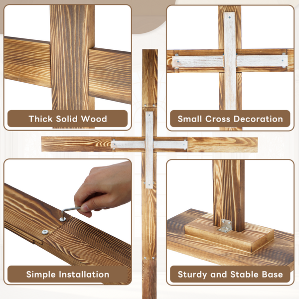 190cm Large Standing Wooden Cross Decorative Cross for Christmas Easter Wedding
