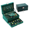 3-layers Jewelry Organizer Large Necklace Ring Display Cases Green Velvet Box