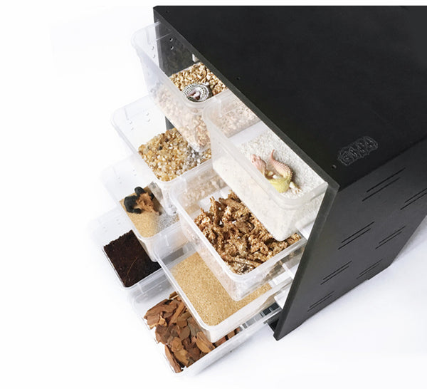 8 Grid Reptile Breeding Cabinet w/ 25W Heating Pad Hygrometer for Small Reptiles
