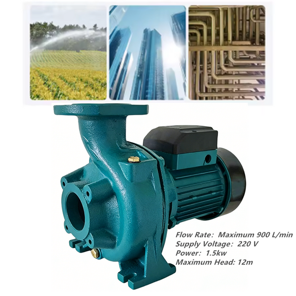 220V Centrifugal Water Transfer Pump Large Flow Max 900 L/min 1.1HP Max Head 12m