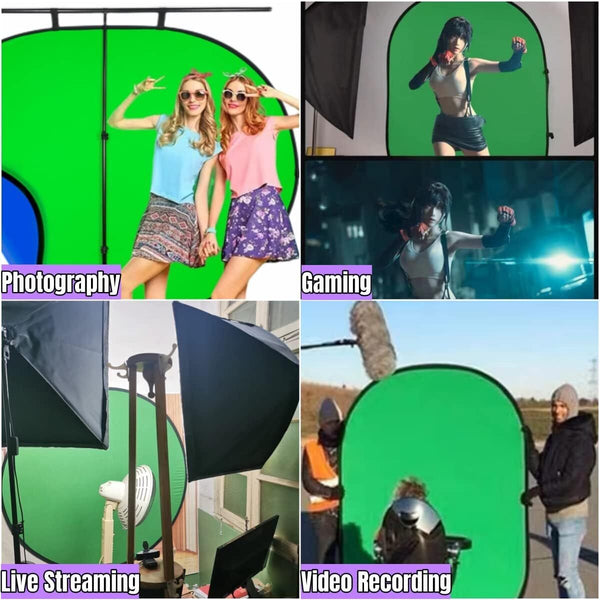 Chromakey Backdrops Double Sided Green Screen & Blue Screen 2 in 1 Collapsible
