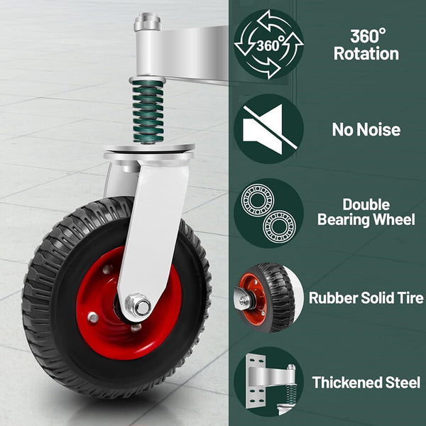 6" Gate Wheels Spring-Loaded Gate Wheels Caster Rotating Fence Wheel Max.600lbs.