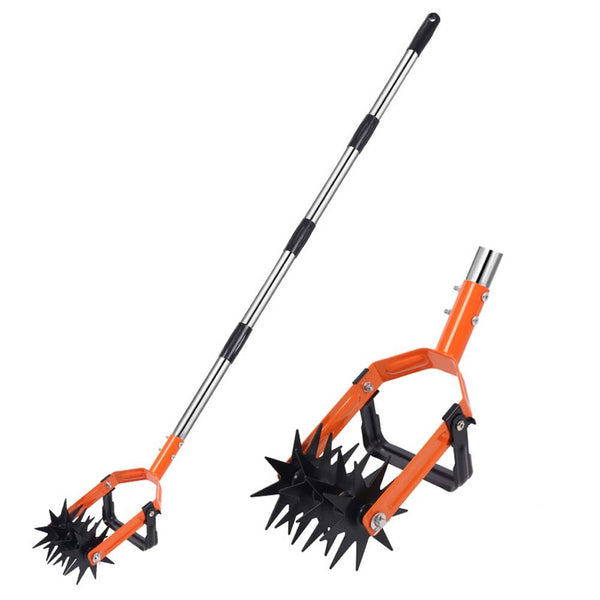 2in1Rotary Cultivator Garden Rotary Tiller Adjustable Stainless Steel Poles Hand