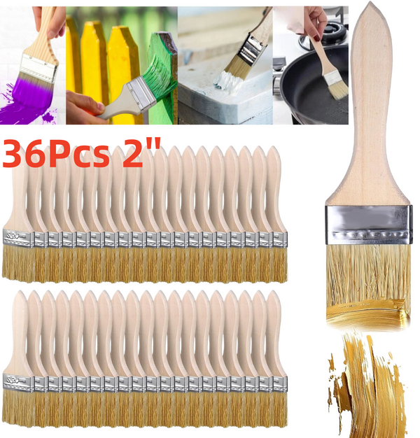 36pcs 2 Inch Chip Paint Brush DIY Art Varnishes Touchups Brushes Wooden Handle