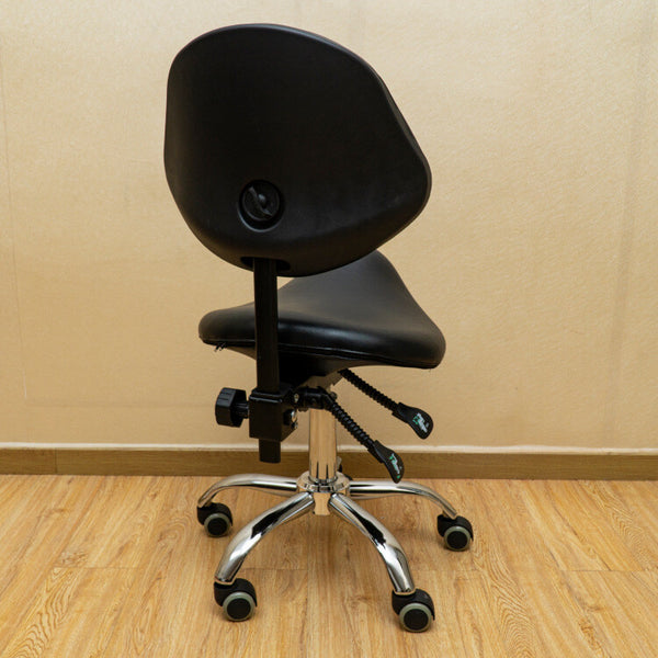 Saddle Stool Rolling Chair Saddle Chair w/ Back Support Dentist Salon Spa Chair