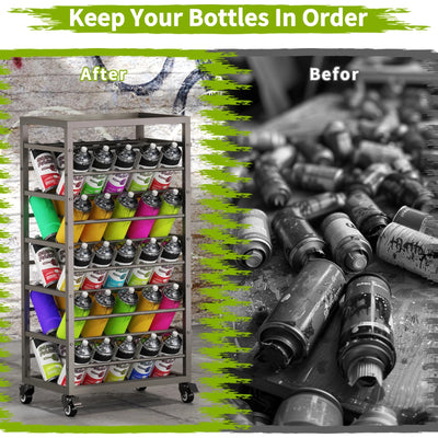 50 Can Spray Paint Storage Rack Aerosol Storage Cart Rolling Spray Bottle Holder