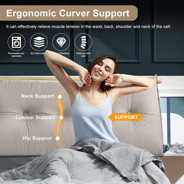 120/150cm Wedge Pillow Headboard Triangular Reading Pillow Detachable & Washable