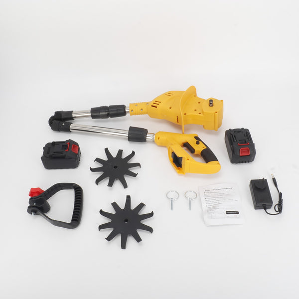 Cordless Cultivator Tiller Rotary Hoe Mini Electric Rototiller w/ 2 Battery