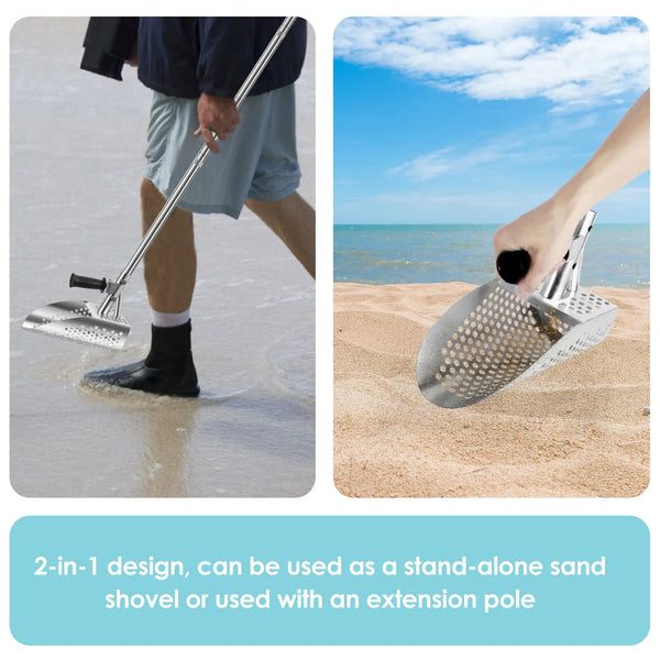 Beach Sand Scoop Metal Detecting Sand Scoop with Removable Long Handle Handheld