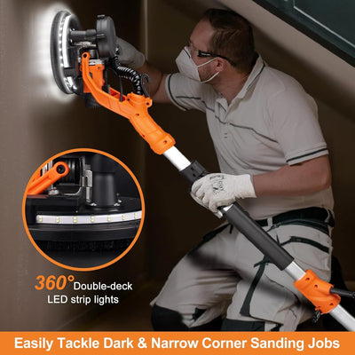 1200W Electric Drywall Sander Foldable Dust Free Wall Sander with Vacuum Bag