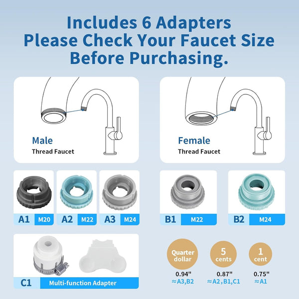 Tap Water Filter Kitchen Water  Purifier Filtration System with 2 Cartridges