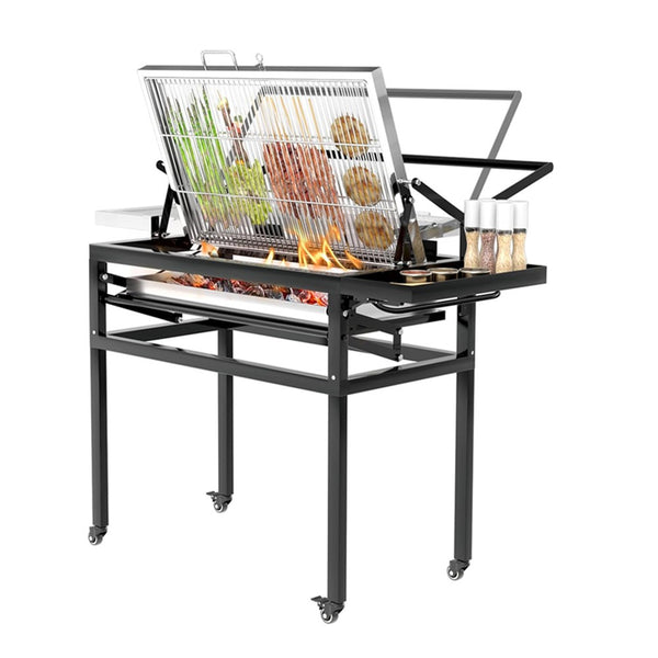 Portable Flipping Charcoal Grill 360° Rotating Charcoal BBQ Backyard Camping AU