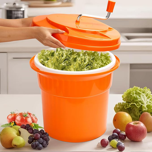 Commercial Vegetable Dehydrator Manual Salad Spinner Fruit Dryer Basket 25L