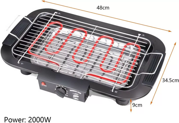 Electric Indoor Grill Adjustable Temp Removable Dishwasher Safe Grilling Plate