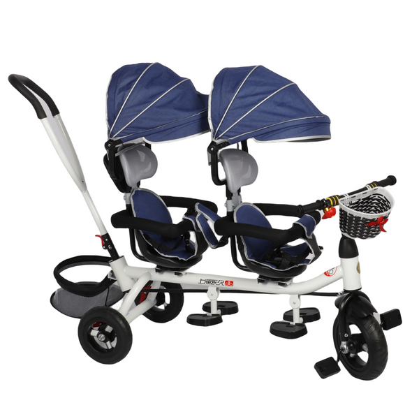Twins Stroller Pram Tricycle Baby Double Seat Tandem Kids Toddler Ride-On Toy