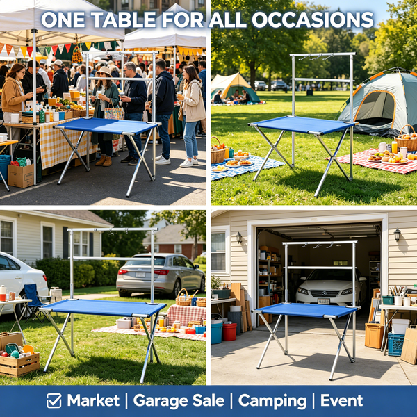 Folding Table 100x70cm Portable Display for Market Fair Stall Camping&Tradeshow