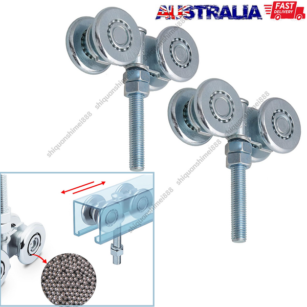 2x 46mm Double Wheel Rail Sliding Track Roller Hanging Barn Door Rail Wheels AU