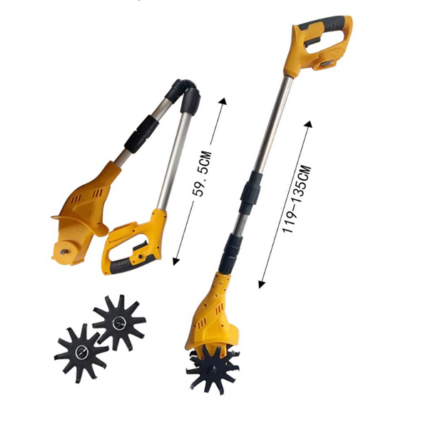 Cordless Cultivator Tiller Rotary Hoe Mini Electric Rototiller w/ 2 Battery