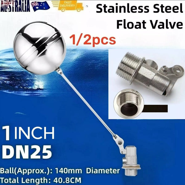 Float Ball Valve Floating Ball Stainless Steel 1 inch Water Tank Aquarium DN25