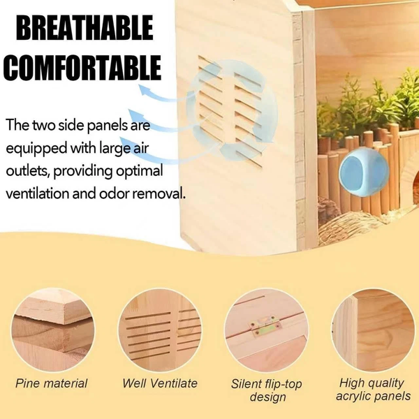 80CM Chick Brooder Box Wood with Digital Thermostat for Chicks Quail Hamsters AU