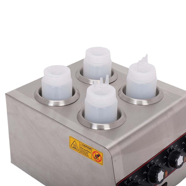 Electric Sauce Warmer 4-Bottle Dispenser Jam Chocolate Melting Machine AU Plug