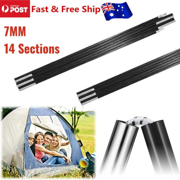 2X7 Sections Foldable Fiberglass Tent Pole Replacement Kit for Camping Hiking AU