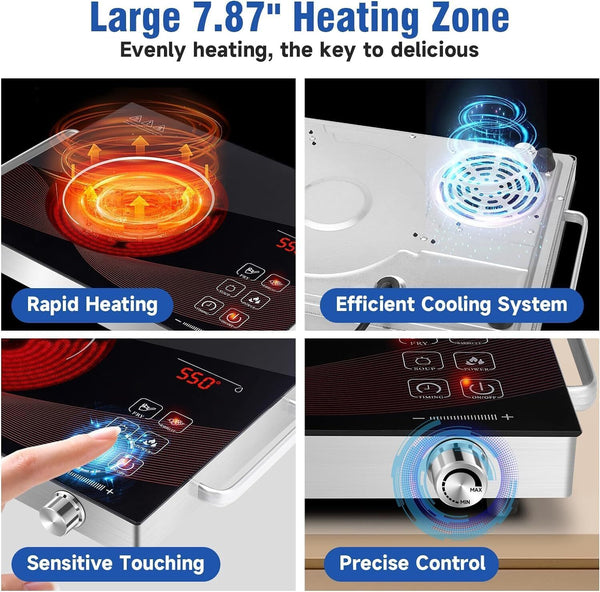 Electric Induction Cooktop Fast Touch Infrared Burner Portable Cooktop 2200W