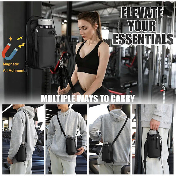 15*11*25CM Gym Magnetic Bag  w/Phone Pocket Portable Water Bottle Bag Holder