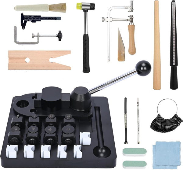 16pcs Ring Bending Tools Heavy Duty Ring Bender with Jewelry Spoon Making Tool