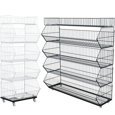 5 Tier Retail Display Rack Organizer Storage Shelf Heavy Duty Metal Basket Cart