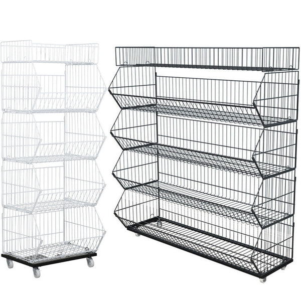 5 Tier Retail Display Rack Organizer Storage Shelf Heavy Duty Metal Basket Cart