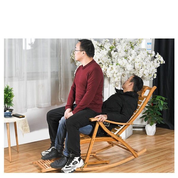 Leisure Rocking Chair Backrest Folding Bed Elderly Relax Armchair Foot Massage