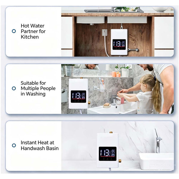 ElectricTankless Water Heater Instant Hot Water w/Remote Control&Digital Display