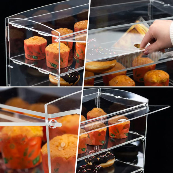 2/3 Tier Acrylic Display Case for Collectibles Figures Cupcake Dustproof Cabinet