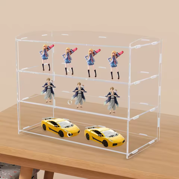 2/3 Tier Acrylic Display Case for Collectibles Figures Cupcake Dustproof Cabinet