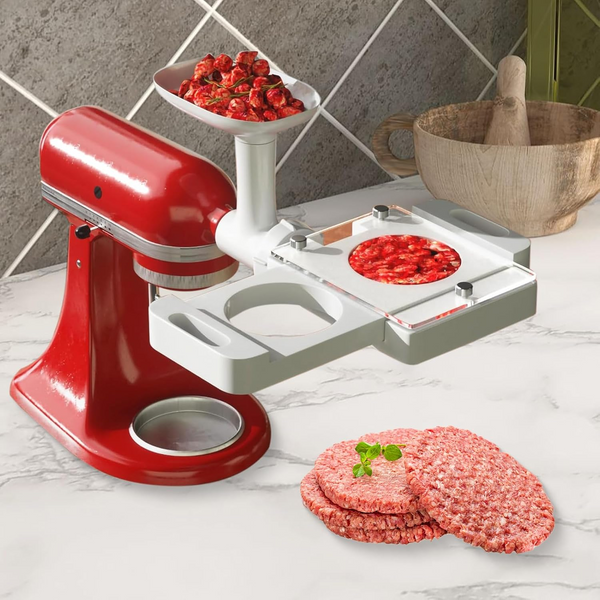 10cm(D) Hamburger Pressing Mould 2-Hole Meat Patty Forming Mold ABS w/5 Tubes