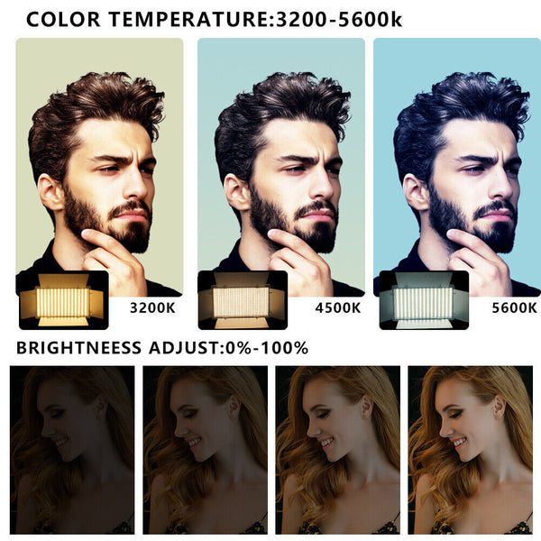 LED RGB Video Light Photo Studio Lamp Photography Panel Lighting w/1.6M Stand