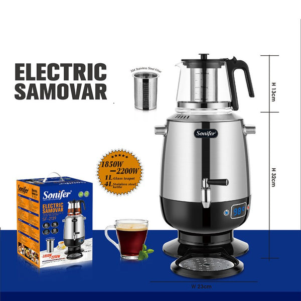 Electric Turkish Tea Maker Double Pot Kettle Infuser 4L Kettle + 1L Teapot Kits