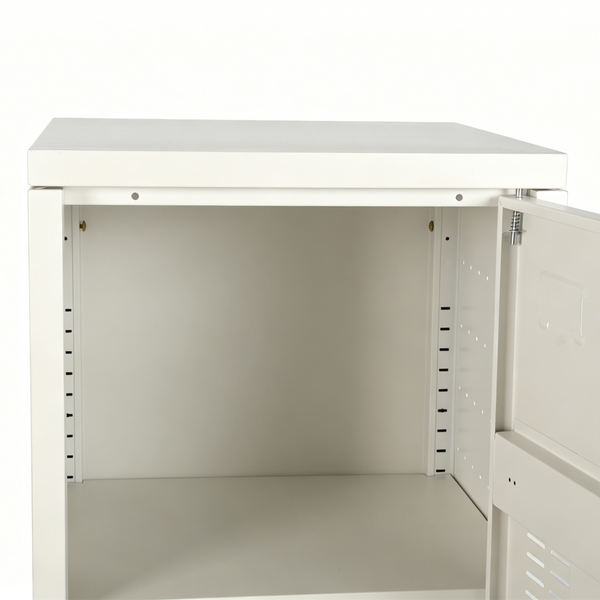 3-Tier Floor Stand Metal Storage Cabinet with Adjustable Shelf & Lock 138cm High