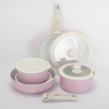 11Pcs Pink pots and Pans Set Removable Handle Nonstick Cookware Set Space Saving