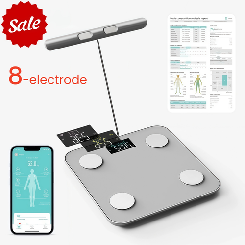 8-Electrode Body Fat Scales Bathroom Scale W/Hand Sensor Full Body Composition