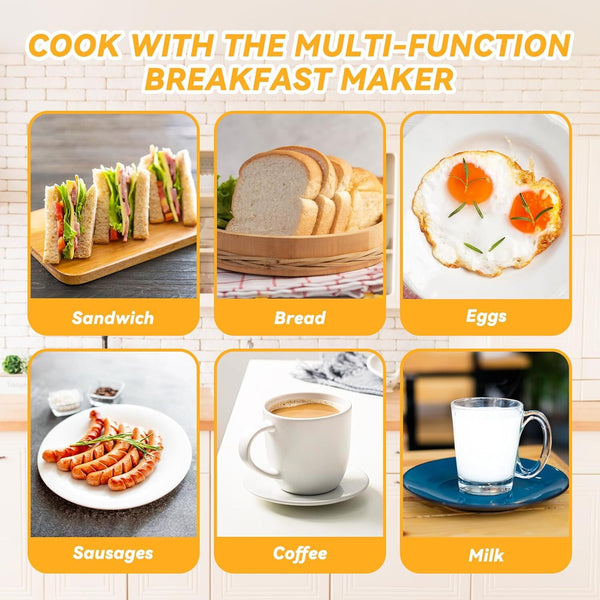 3-in-1 Breakfast Station Includes Coffee Maker Non-Stick Griddle Toaster Oven
