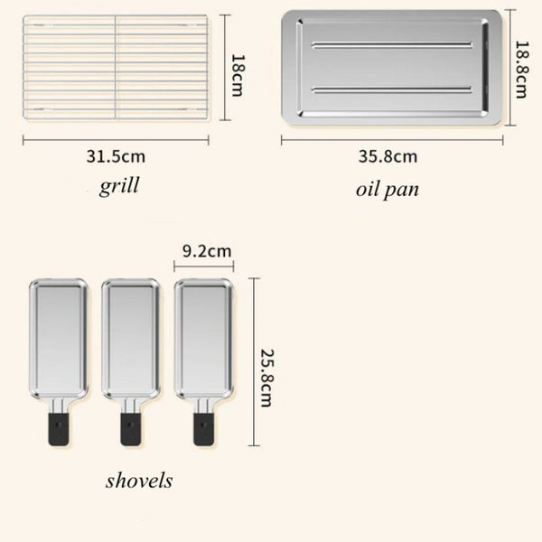 Electric BBQ Grill 2 Tier Smokeless Barbecue Pan Stove with Grill Plate & Trays